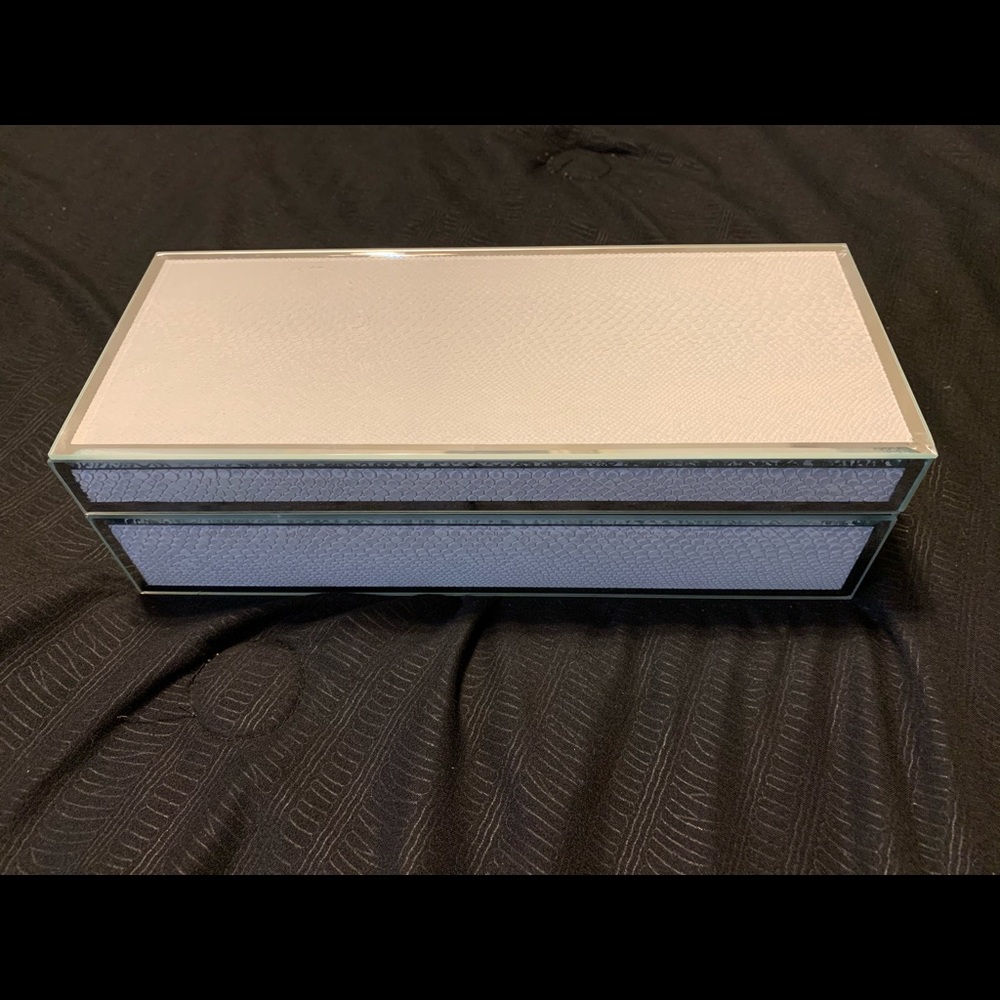 White Snake skin glass jewelry box
